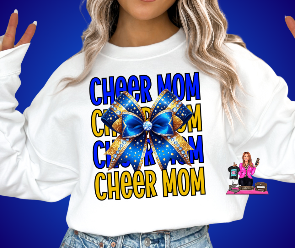 BLUE GOLD CHEER MOM DTF TRANSFER