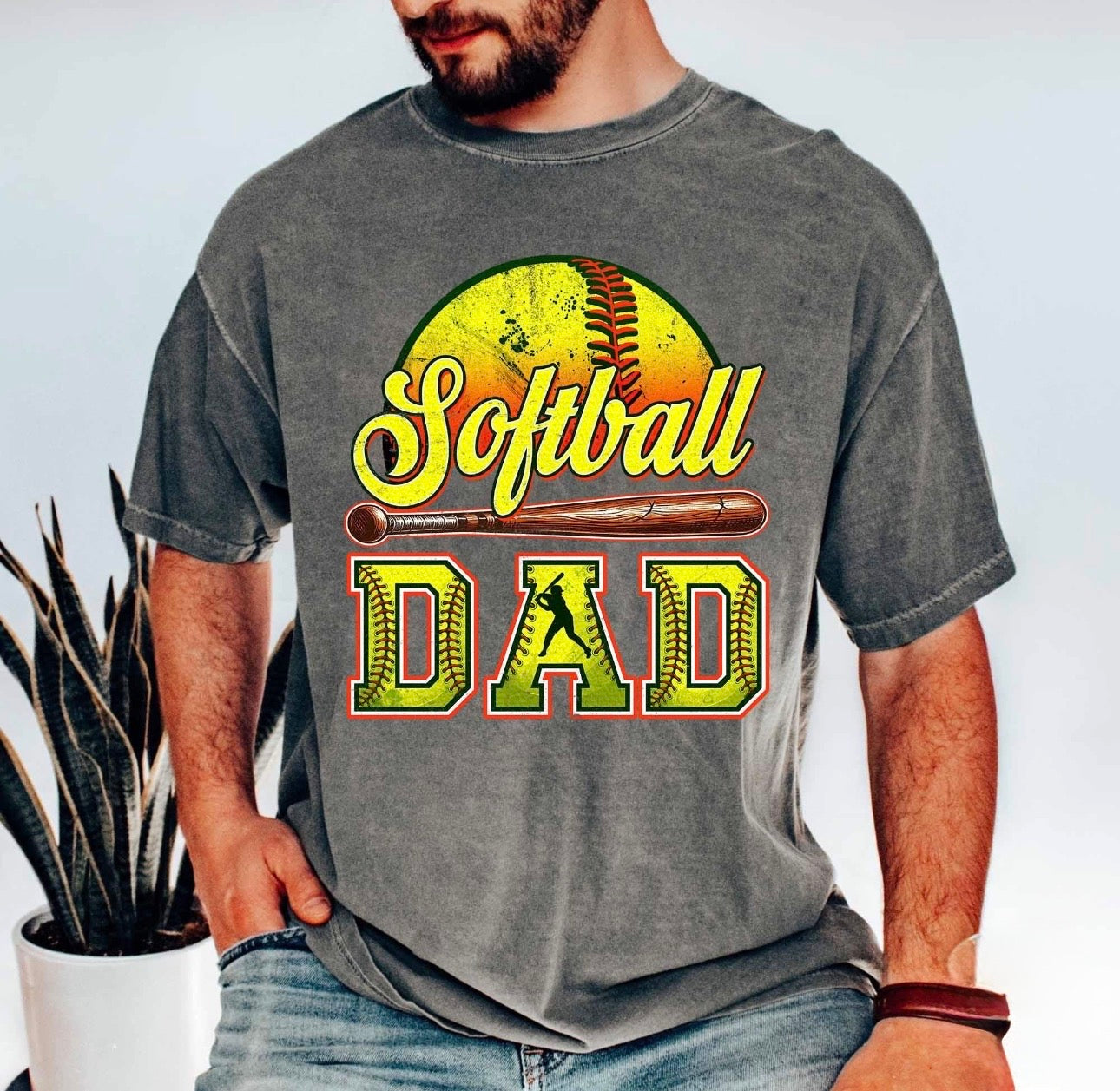 SOFTBALL DAD YELLOW DTF TRANSFER