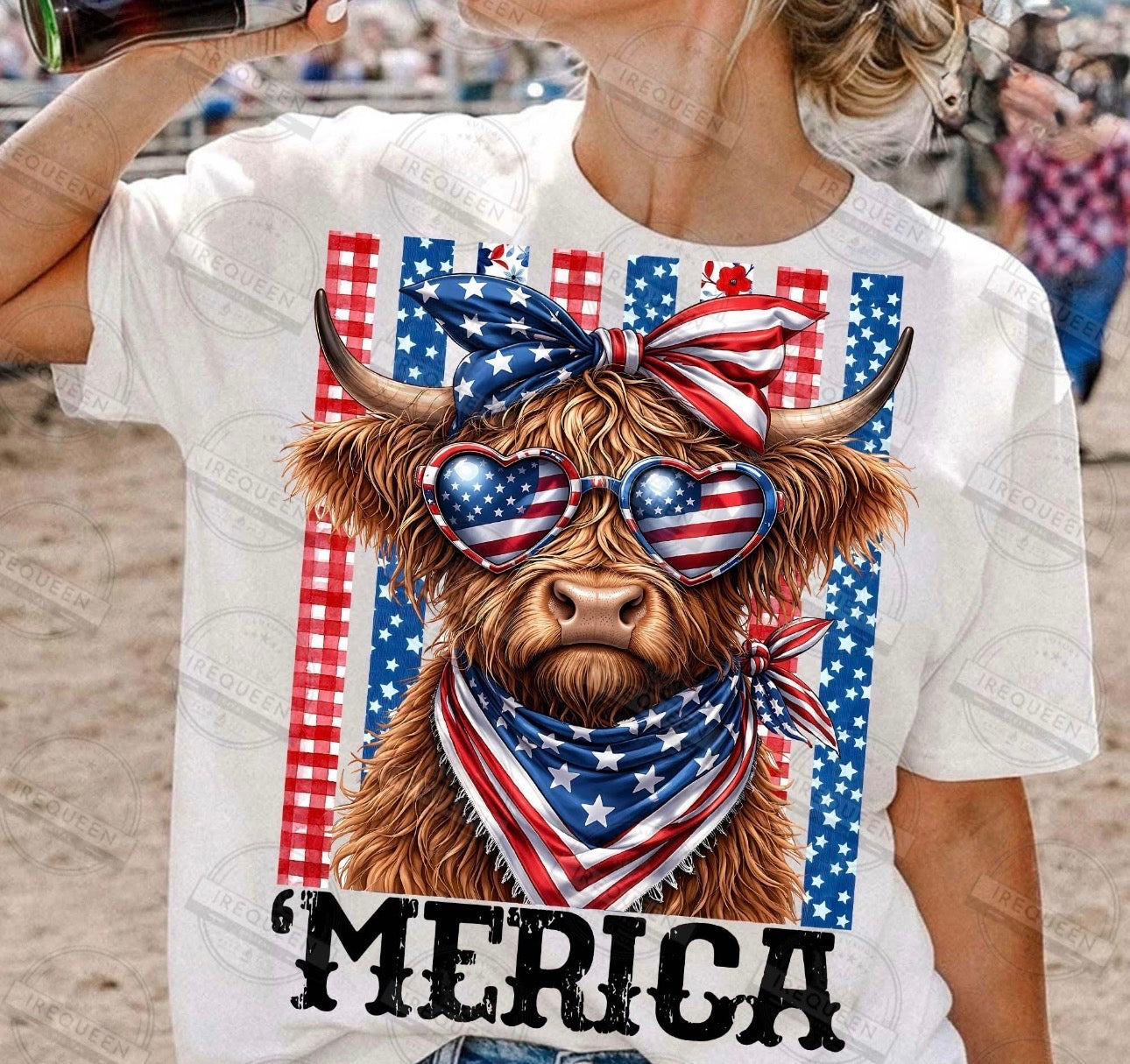 MERICA HEIFER WITH BOW DTF TRANSFER