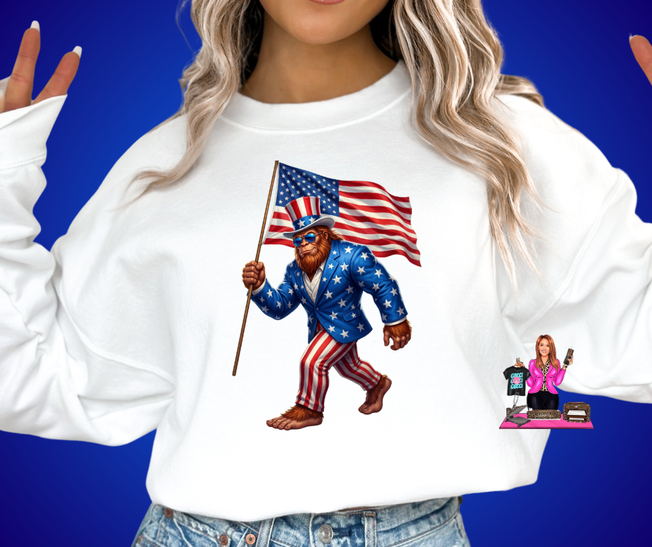BIG FOOT CARRYING FLAG DTF TRANSFER