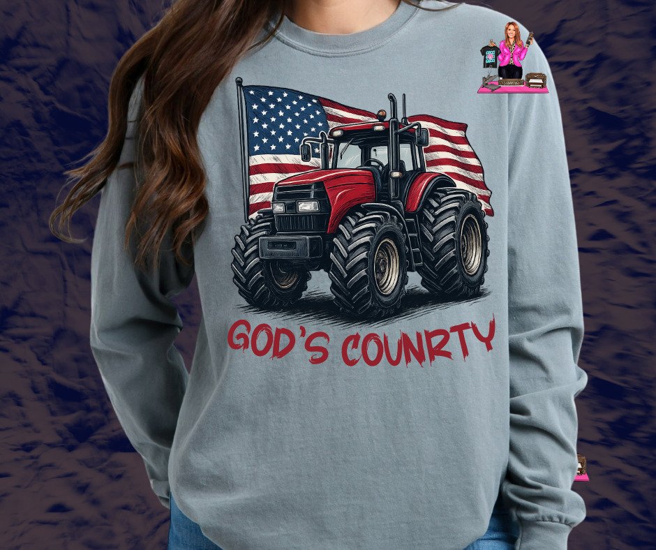 GOD'S COUNTRY RED TRACTOR DTF TRANSFER