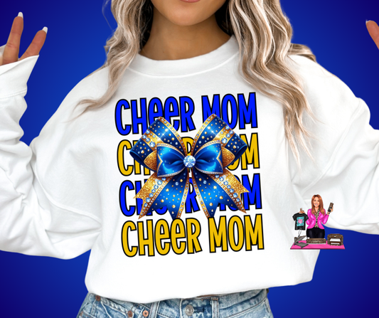 BLUE GOLD CHEER MOM DTF TRANSFER