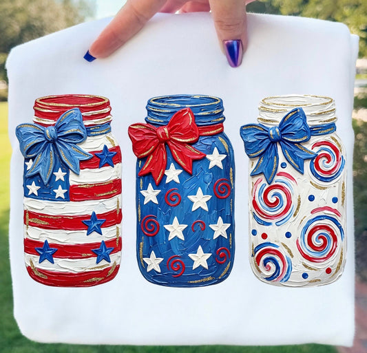 PATRIOTIC MASON JARS DTF TRANSFER