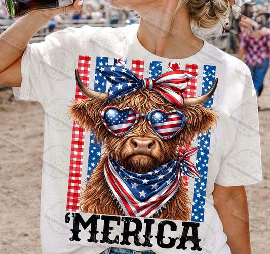 MERICA HEIFER WITH BOW DTF TRANSFER