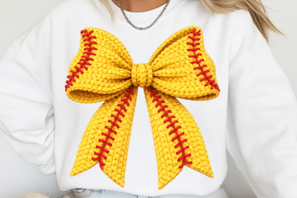 SOFTBALL FAUX YARN COQUETTE BOW DTF TRANSFER