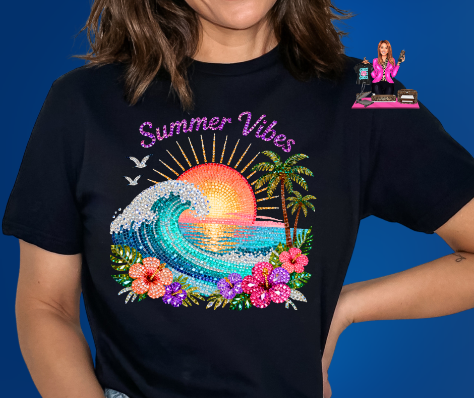 SUMMER VIBES RHINESTONE DTF TRANSFER