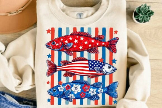 PATRIOTIC FISH STACKED DTF TRANSFER