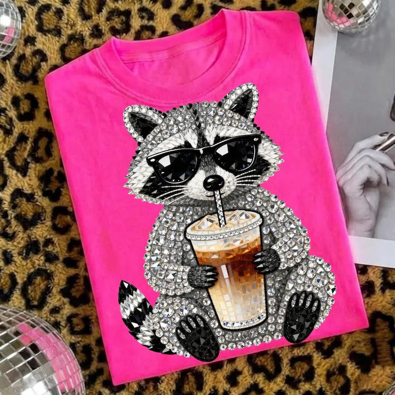 RHINESTONE RACOON DTF TRANSFER